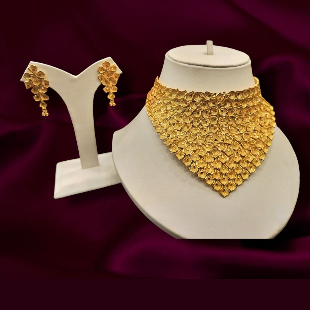 PC Chandra replica with diamond frosting work bridal choker with earrings set for woman 5 off