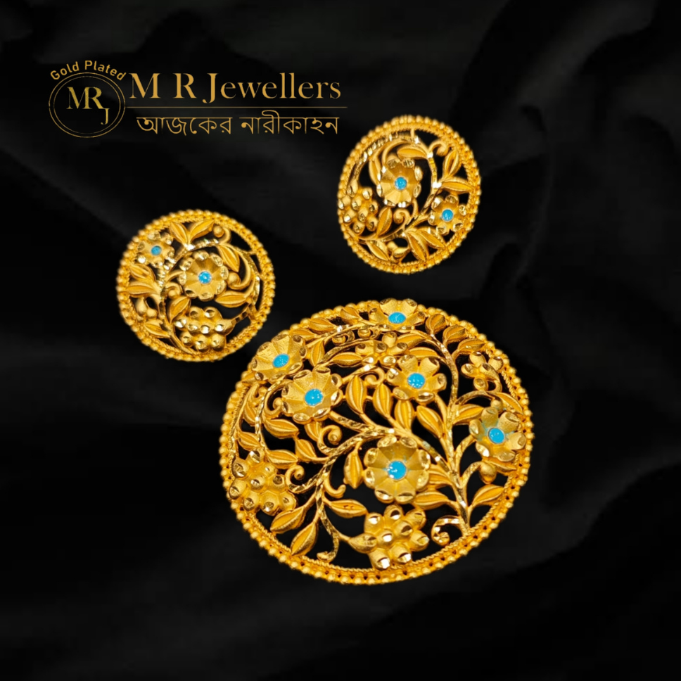 Floral motif noksha pendant set Floral Motif Noksha Pendant Set - Image 1