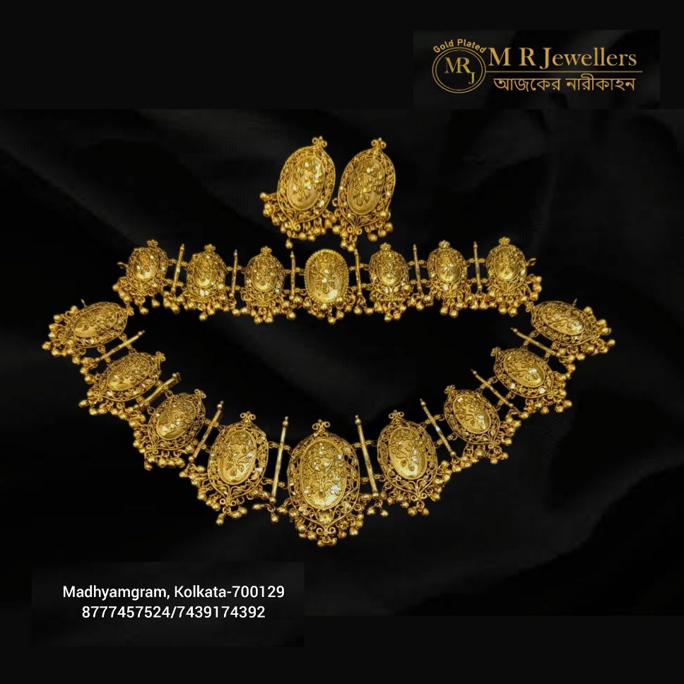InCollage_20260411_201334516 Bonolota Necklace and Choker Combo Set – Antique Gold Plated Jewellery Set - Image 1