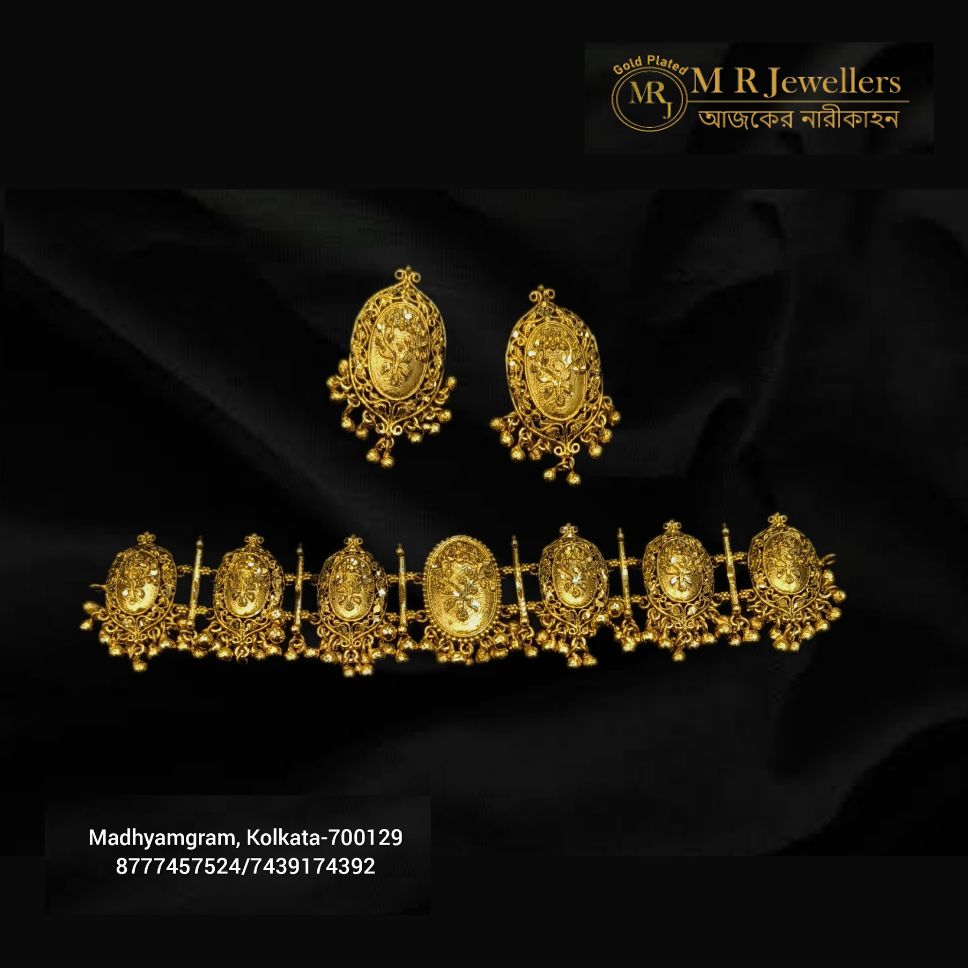 InCollage_20260411_201548142 Bonolota Choker Set – Antique Gold Plated Jewellery Set - Image 1