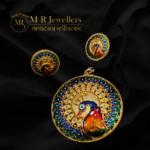 Peacock Motif Meenakari Pendant Set